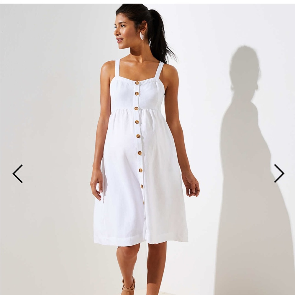 BNWT Loft white linen button down dress sz 2P